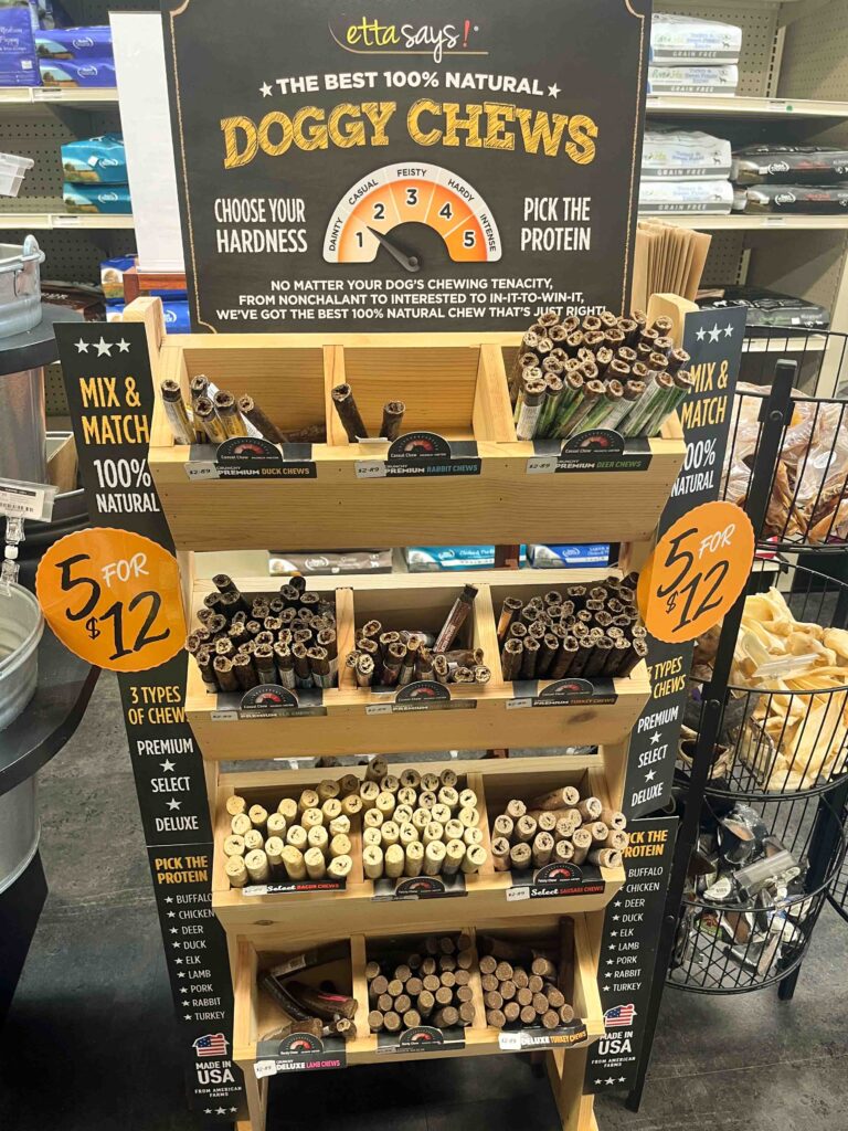 Dog treat display in issaquah pet store
